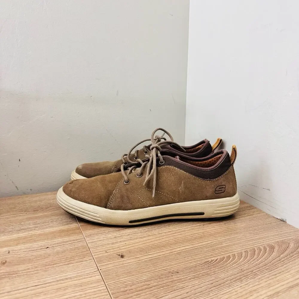 men's Skechers Porter-Elden casual Oxford shoes Brown Suede Size 9.5